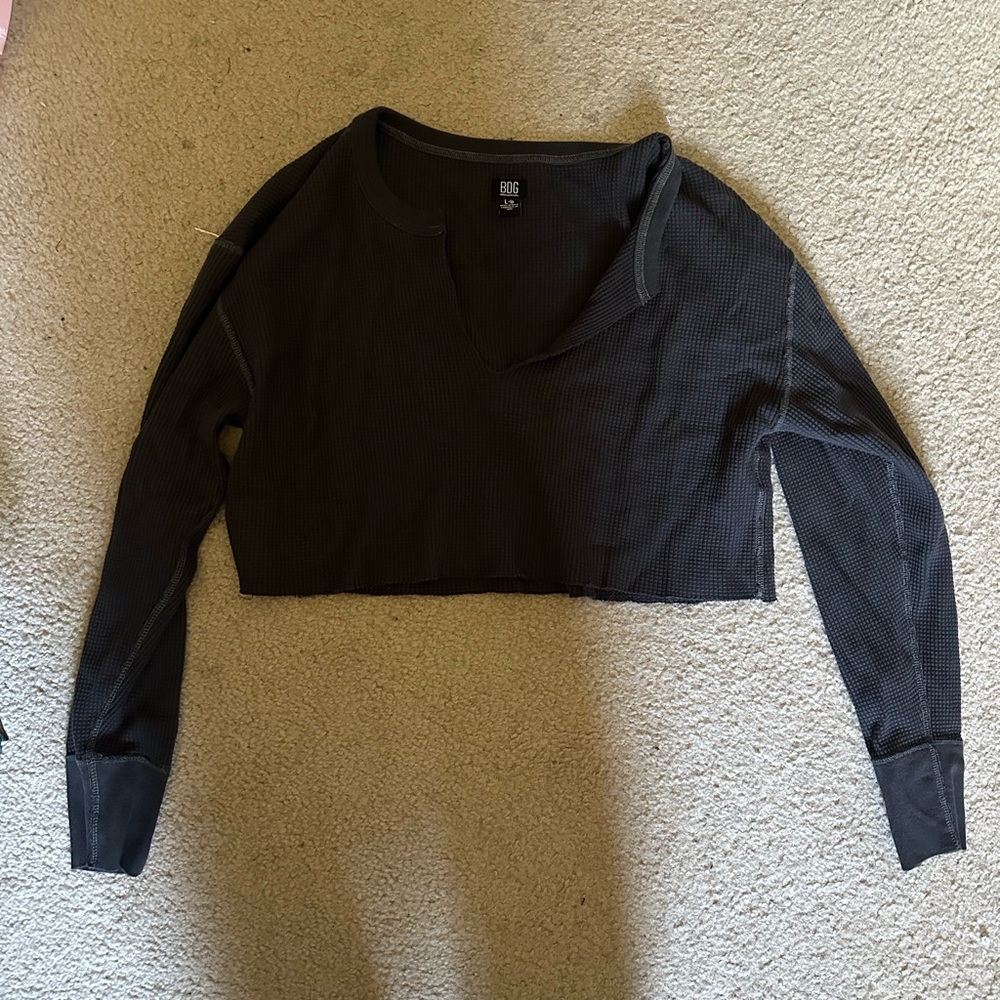 BDG Black Long Sleeve Crop Top